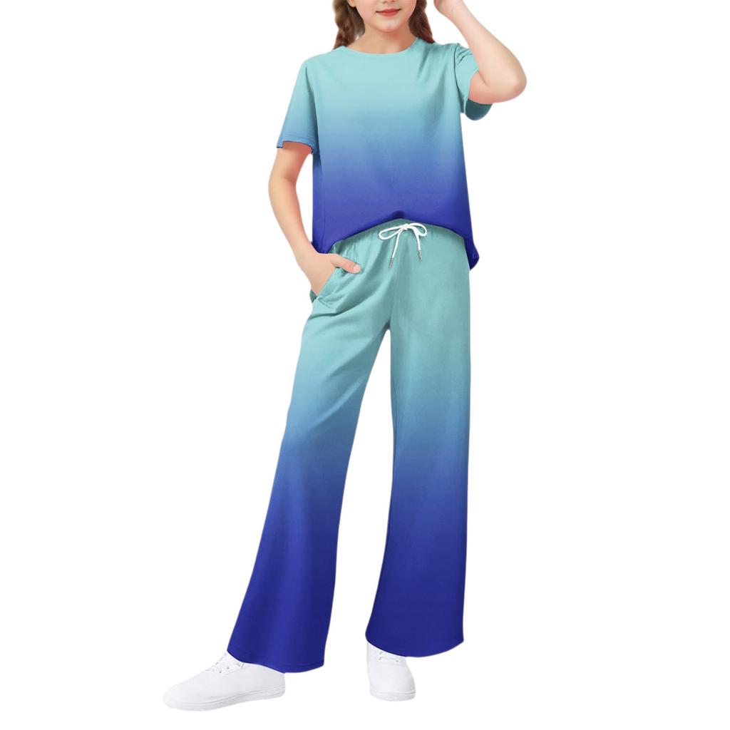 Girls' 2-Piece Set - Short Sleeve Tee & Wide Leg Pants