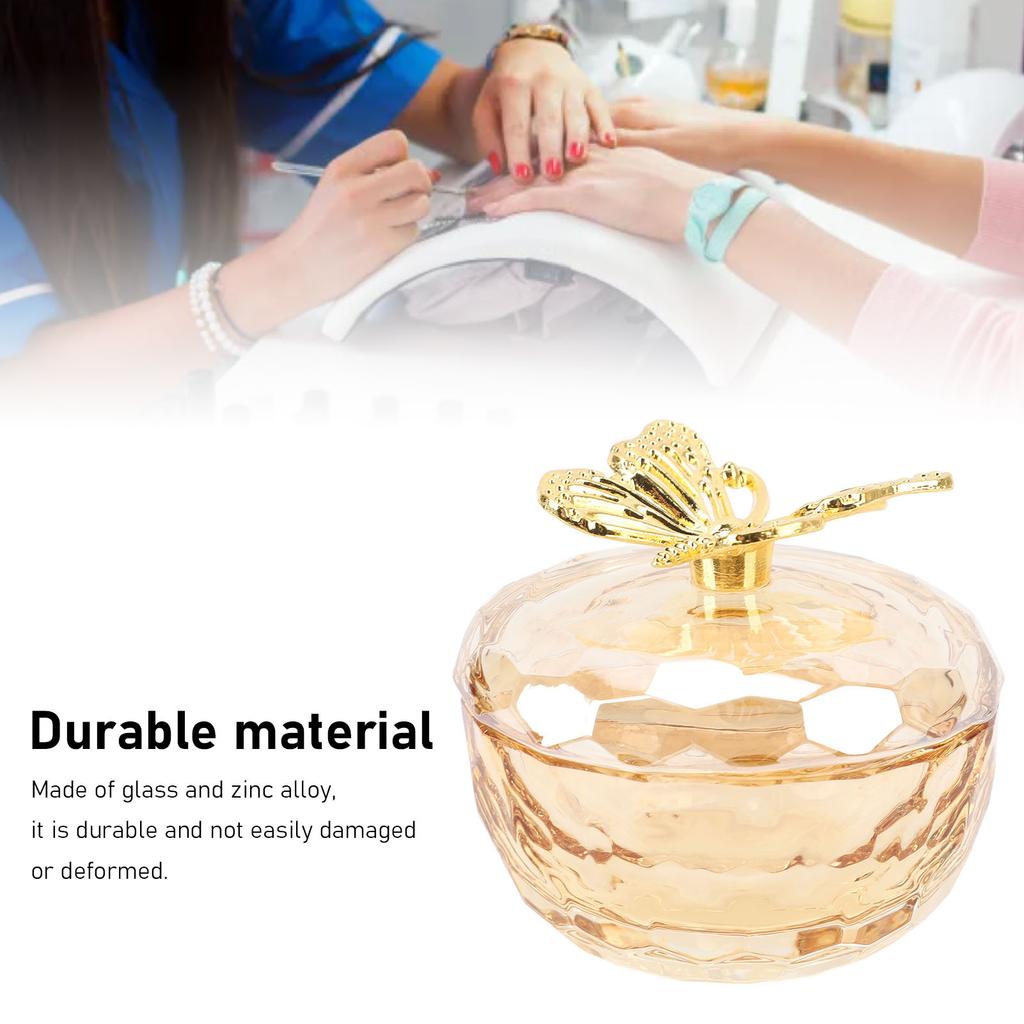 Nail Art Cup Large Capacity Multifunctional Dappen Dish Cup Transparent Glass Nail Art Dappen Dish with Alloy Lid for Liquid Jewelry Display