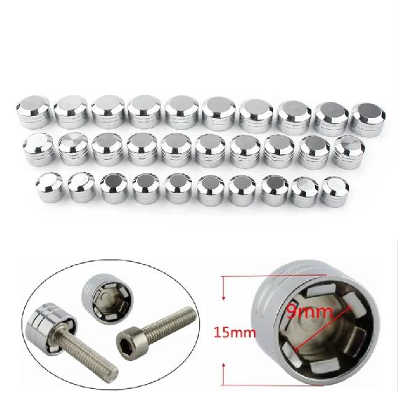 10 Stück Motorrad Zylinderkopfschrauben Abdeckungen Schrauben Topper Kappen CNC Universal Für Harley Davidson Modelle Innen Chrom