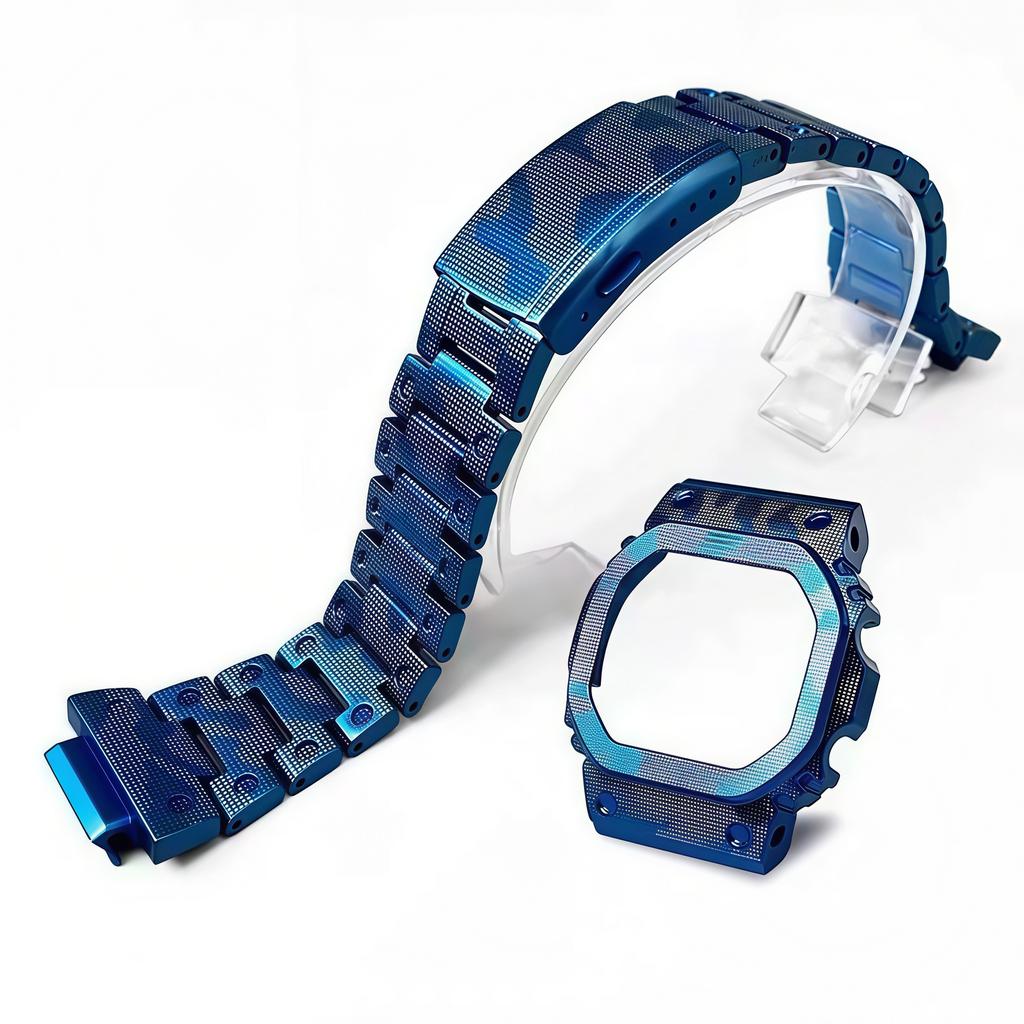 Kit de Modification de Boîtier Camouflage en Alliage de Titane DW5600 pour G-SHOCK Casio DW-5600 GWM5610 GMW-B5000 Bracelet Métal Titane Intégral Mise à Niveau