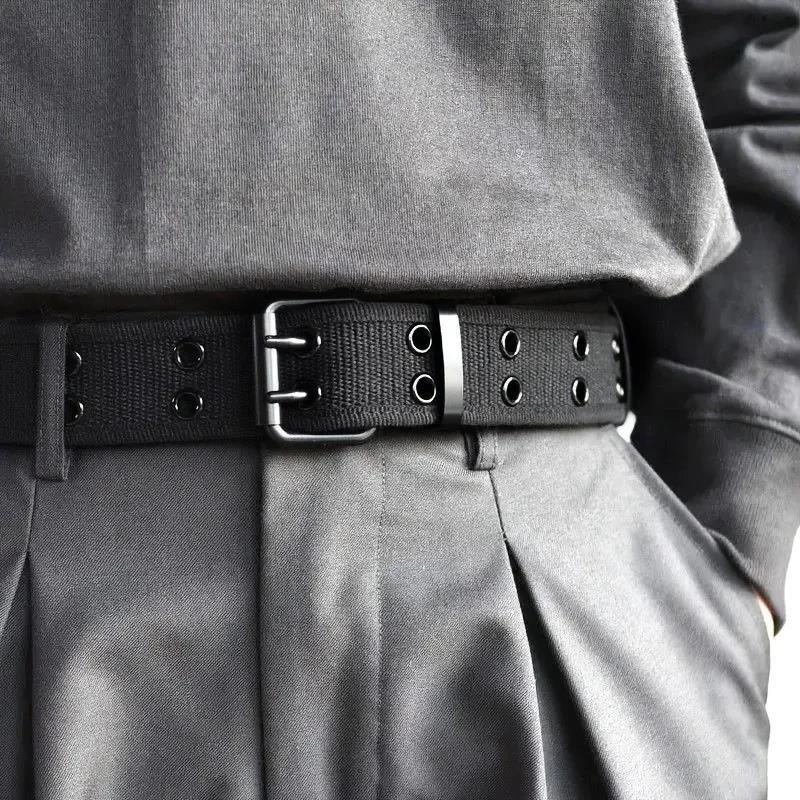 Hot sale  Men's Double Row Needle Buckle Woven Belt Women's Leisure Sports Outdoor Work