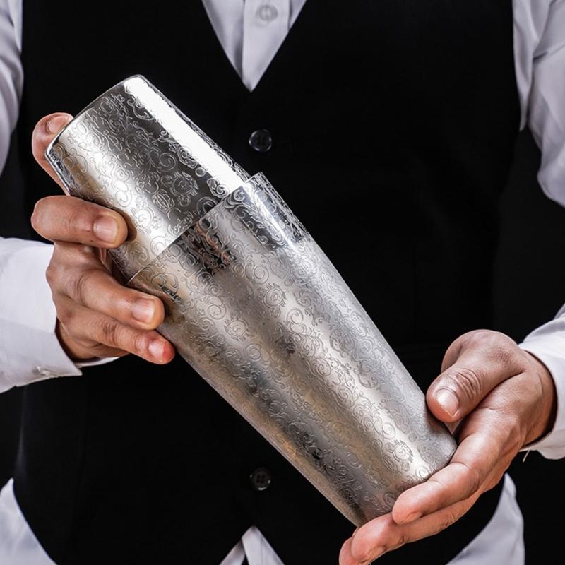 304 Stainless Steel Bartenders Shaker Ergonomic Grip Cocktail Mixer Professional Bartending Tool Mixing Tins Set