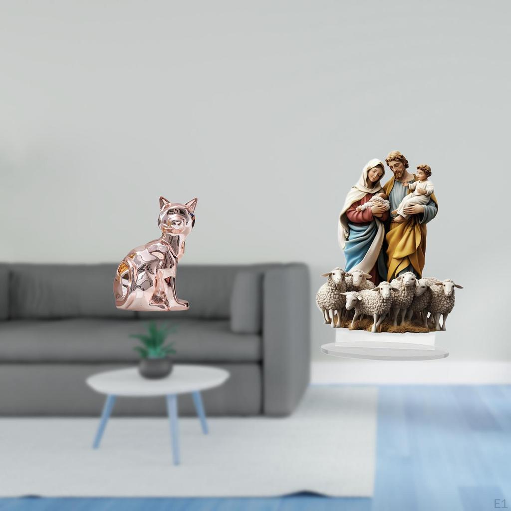 Acrylic Cat Animal Sculpture Unique Tabletop Ornament Art Craft Figurine for Holiday Home Decor