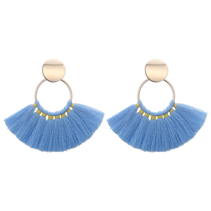 Fashion Gold Color Metal Tassel Earrings For Women Vintage Big Statement Bohemian Earrings Rope Cotton Fringe Drop Zircon Gift