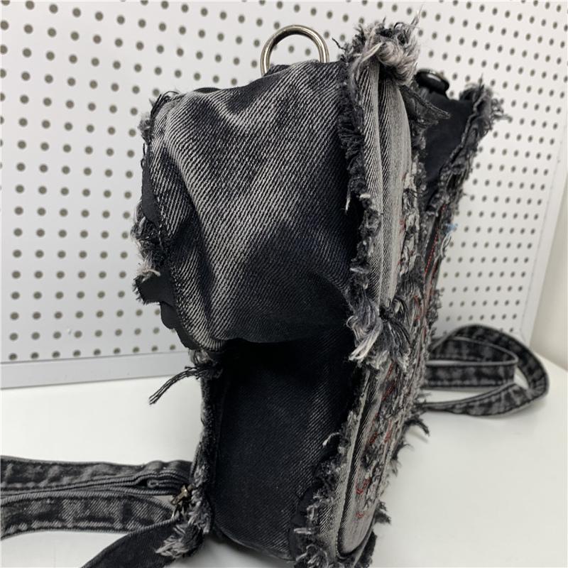 Bestickter Schmetterling Denim Rucksack Damen Schulter Crossbody Tasche