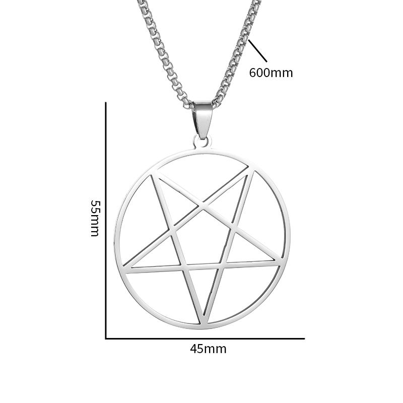 Stainless Steel Retro Religious Witchcraft Pentagram Pendant Necklace Men Women Fashion Lucky Jewelry