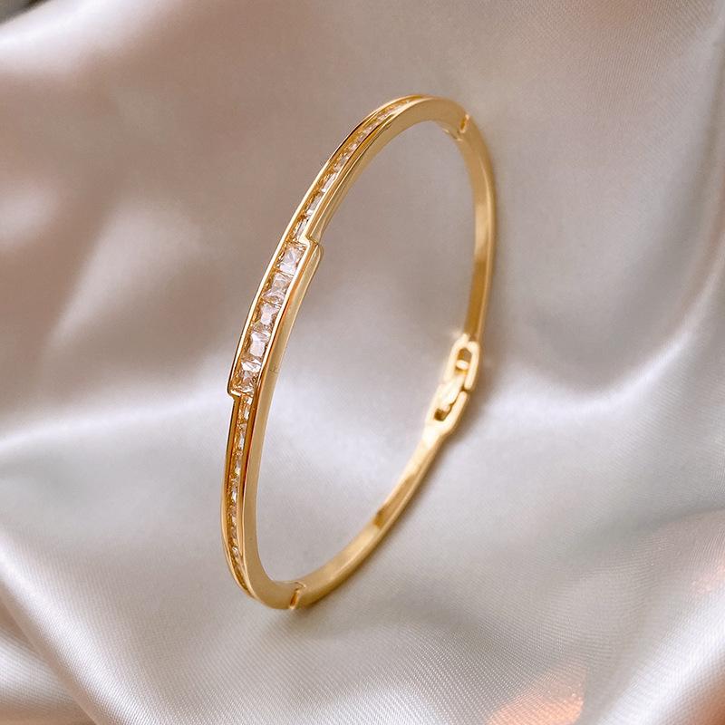 

Браслет с пряжкой из настоящего золота с гальваническим покрытием из циркона, модный и универсальный дизайн для поездок на работу 1#