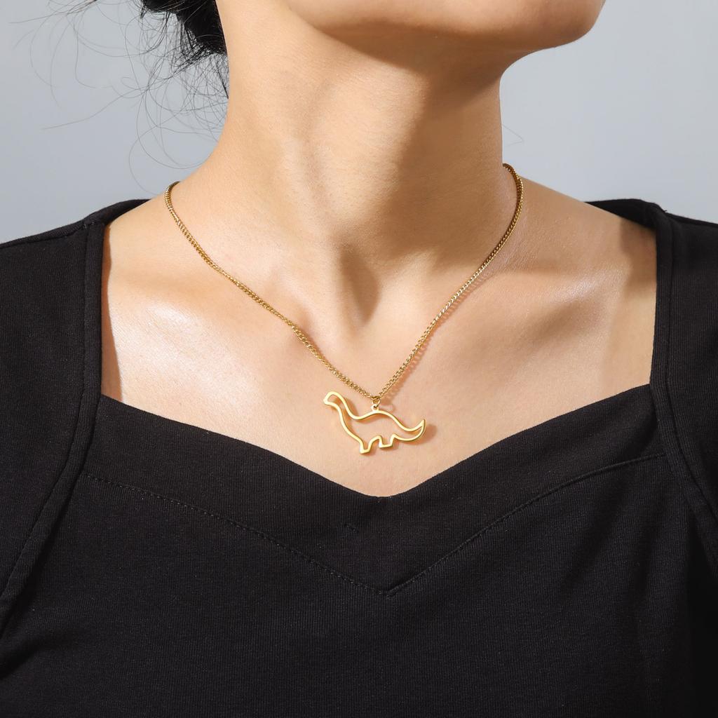 Cazador Brachiosaurus Dinosaur Necklace for Women Boys Gift Stainless Steel Choker Neck Chain Animal Jewelry 2026 Trend