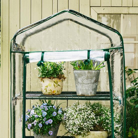 Klar PVC Drivhus-erstatningsdeksel med glidelåsdør Optimalt sollys Plantevekst Synlighet UV-bestandig drivhusfilm Hageutstyr