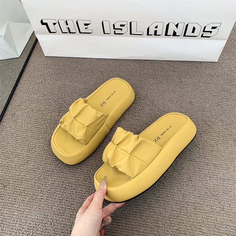 Thick-soled Heightening Cool Slippers for Women's Summer Wear 2025 New Models with Skirts, Beach Sandals, Pregnant Women's Casual One-word Drag