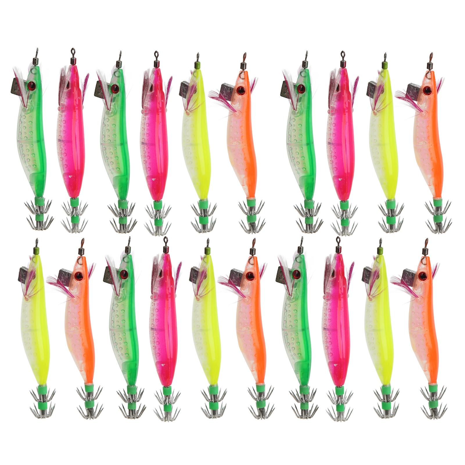 20Pcs Shrimp Bait Luminous Wood Shrimp Lure Artificial Fishing Lure Fishing Tackle Accessory for River Ocean