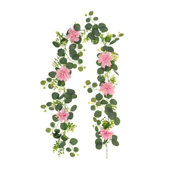 Artificial Eucalyptus Garland with Flowers Faux Floral Greenery Garland for Wedding Table Centerpiece Party Ceremony