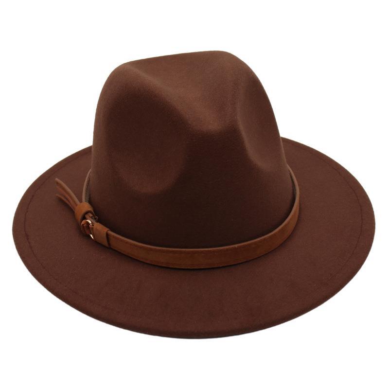 Gentleman'S Top Hat Vintage Jazz Hat Men'S And Women'S Elegant Felt Hat Belt Buckle Tweed Hat Light Luxury