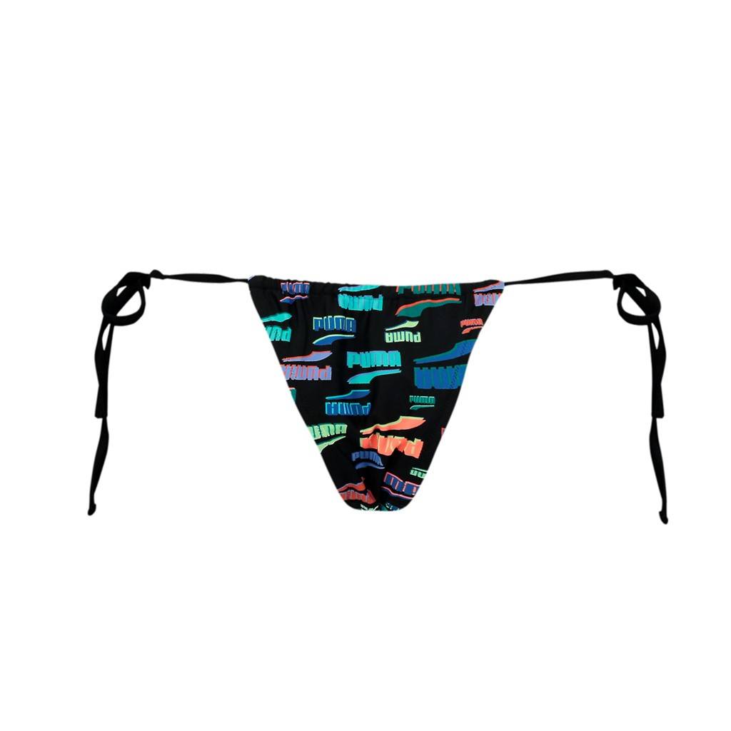 Dół od bikini Puma Swim Women Side Tie Tanga String 1P majtki damskie kąpielowe czarne (938066-01)
