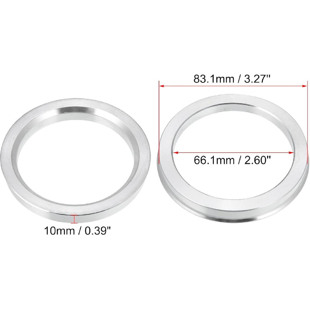 X AUTOHAUX 4pcs OD 83.1mm To ID 66.1mm Aluminium Alloy Car Hub Centric Rings Wheel Bore Center Spacer