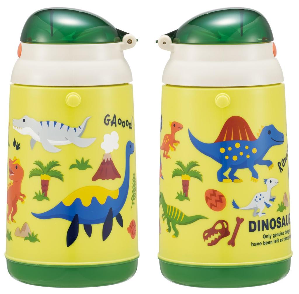 Skater Silicone Straw Water Dinosaur Bottle, 400ml, Push-Open, Design, 26, SSH4C-A