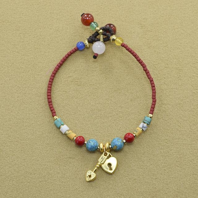 New Ethnic Style Retro Woven Fashion Women 'S Bracelet Adjustable Gemstone Beaded Antique Charm Yoga Bracelet Female Jewelry
