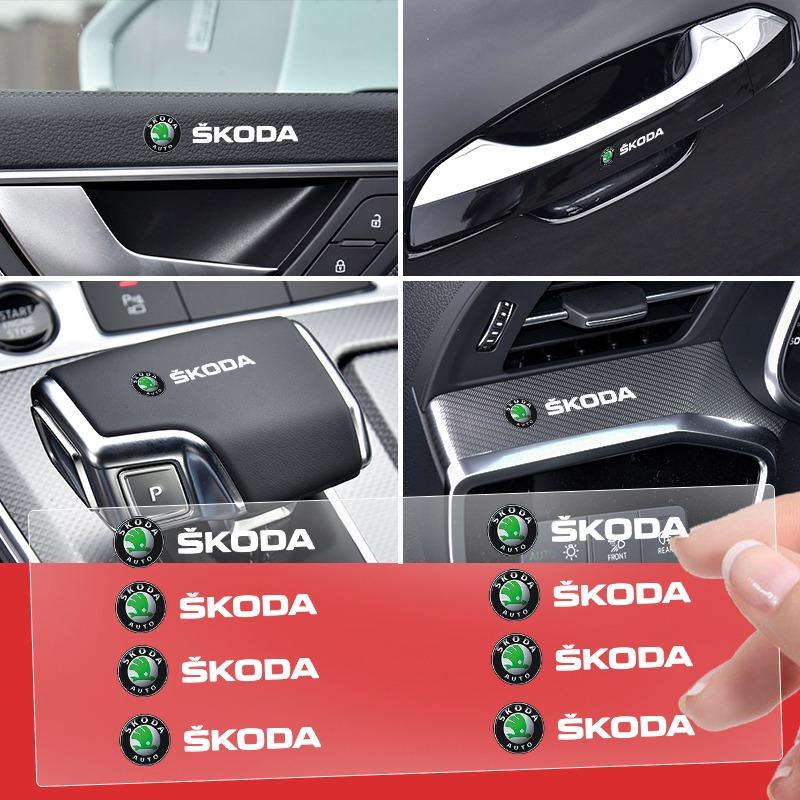 Losowe Naklejki do Wnętrza Samochodu Stylizacja Emblematu Kierownicy Samochodu Dla Skoda Octavia Superb Rapid Kodiaq Karoq Fabia Kamiq Roomster Citigo