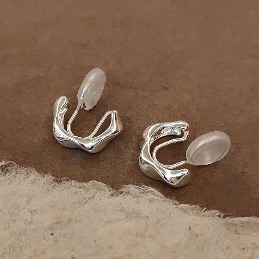 Fashion niche minimalist cold irregular geometric texture feeling earrings without ear piercings mosquito coil earrings earrings