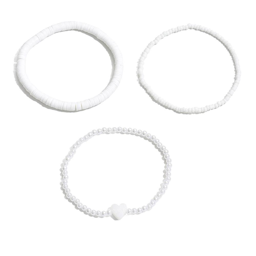 Simulated Pearl Rice Beads Love Heart Anklets For Women Silver Color Foot Chains Ankle Bracelet Beach Jewelry Summer Accessories