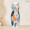 Women Plus Size Two Piece Set Printed Sleeveless Bodycon Dress 3 4 Sleeve Draped Cardigan