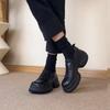 Retro Thick-soled Muffin-soled Loafers, Women's British Style, Deep Mouth, One Pedal, Round Head, Small Leather Shoes