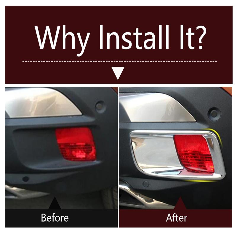 For Peugeot 3008 3008GT 2017 -  Car Rear Fog Light Lamp Frame Decorative Sequ Stickers Cover Trim ABS Chrome Accessories