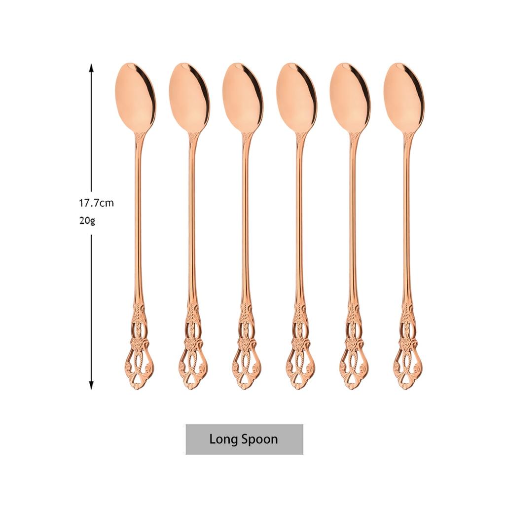 Juice Spoons Coffee Stirring Cutlery Set Colorful Teaspoon Dinnerware Ice Cream Long Handle Scoop Tableware Flatware Kitchen Tools
