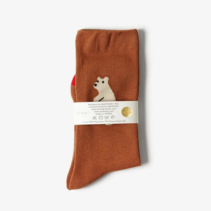 Hungry Bear Socks - Brown