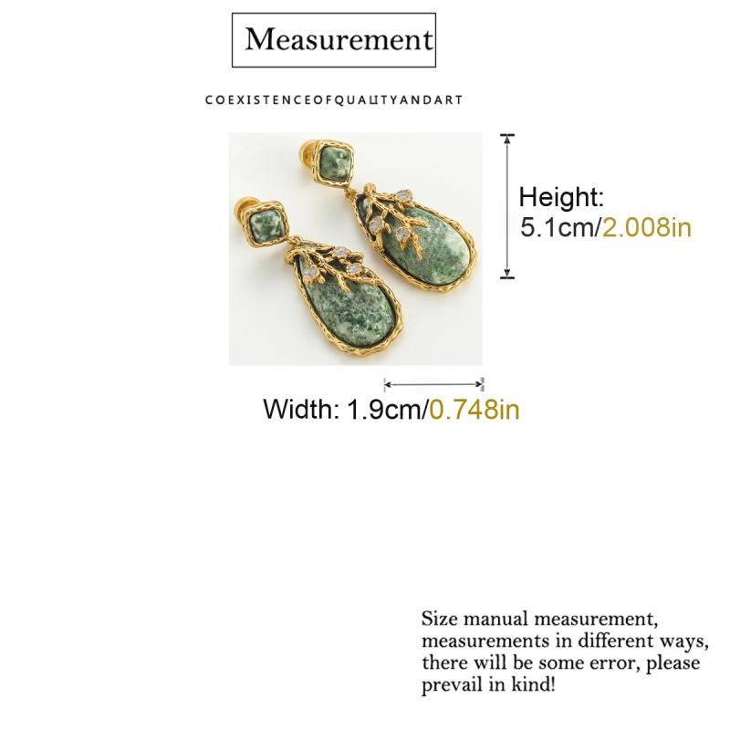 Orecchini a goccia d'acqua in pietra naturale verde vintage Gioielli Lusso Designer Colore Oro Antico Accessori da Donna 2025
