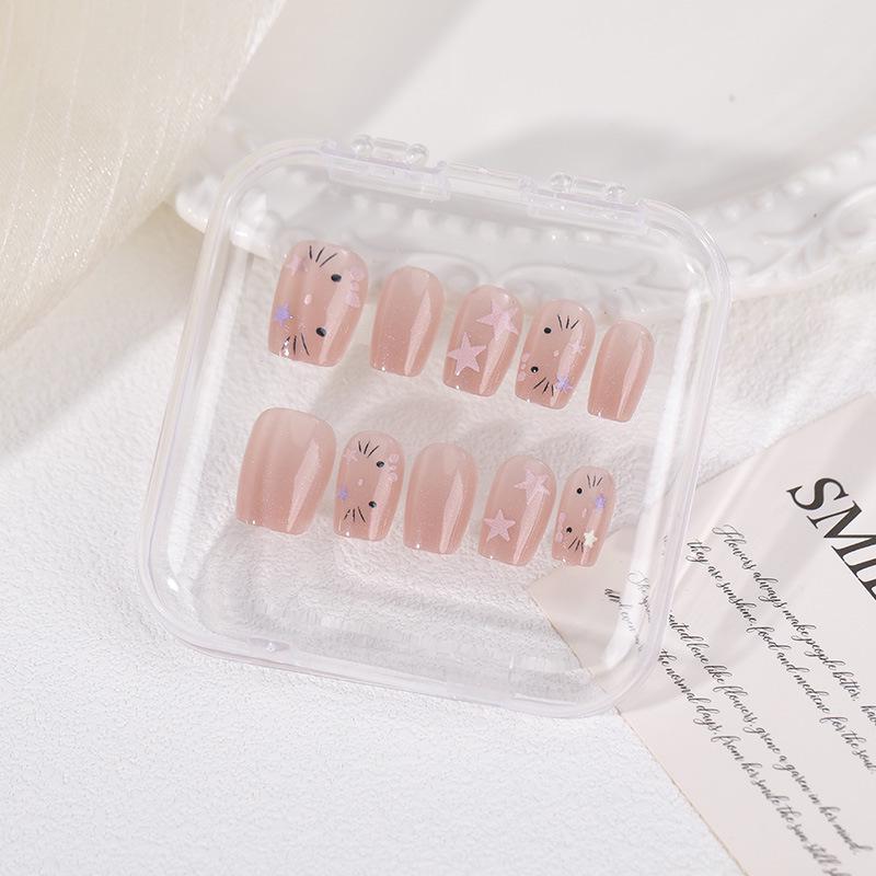 2026 Medium French Star Press-On Nails: Handmade, Detachable, Whitening Manicure