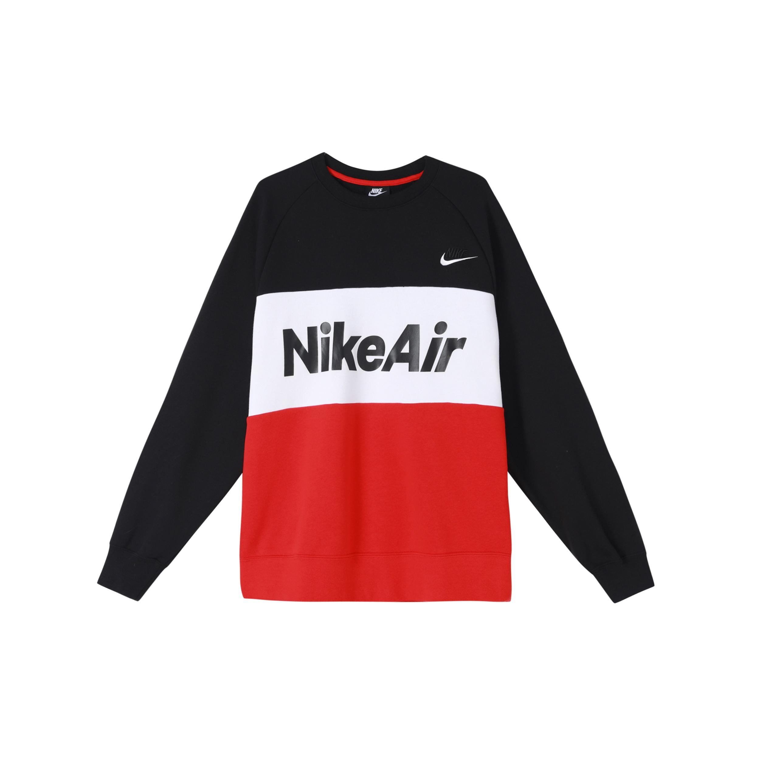 Nike Air Splicing Colorblock Large Logo Fleece Round Neck Black Men s CJ4828-011 XL