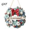Front Entrance Decoration Wooden Christmas Welcome Sign, Animal Round Hanging Door Decor, Pet Theme Farmhouse Ornament for Window Garden Holiday Decor