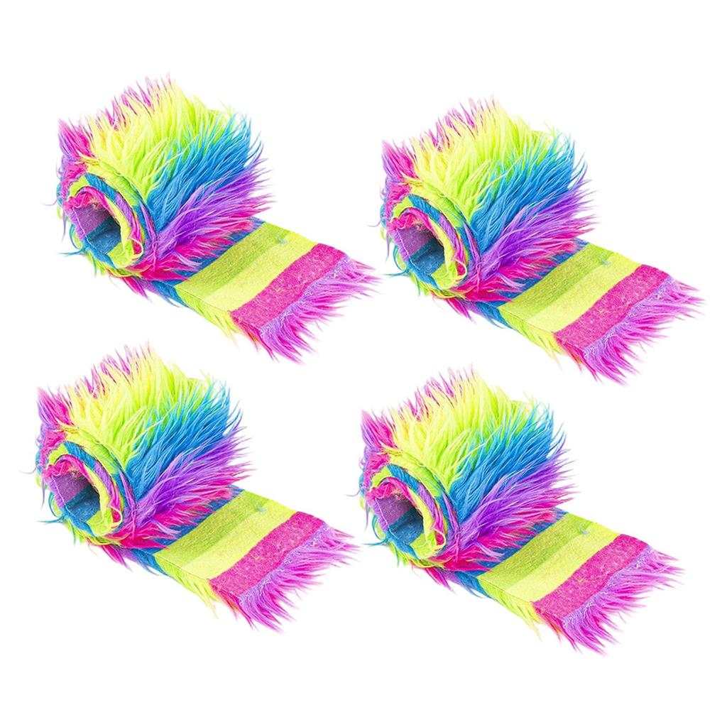 4 Pieces Shaggy Faux Furs Strips Craft Furs for Santa Claus Hair DIY Project