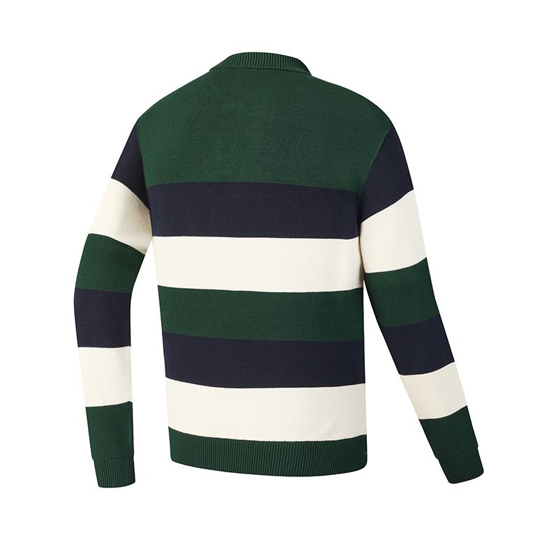 Fila Tennis Fashion Classic Retro Sports Leisure Striped Loose Versatile Comfortable Knitted Sweater Men sweater Pine-Green A11M543406FDG