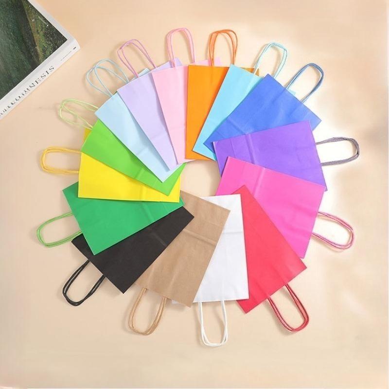 10pcs Paper Gift Bags Versatile Shopping Bags Reusable Colored Kraft Bags Gifts Storage Craft Projects Decorative Paper Bags