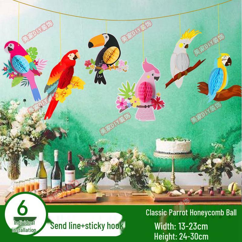 Spring Tropical Fruit Party Ceiling Decorations: Pineapple, Strawberry, Apple, and Grape Honeycomb Balls