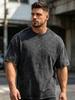 Men's Distressed Washed T-Shirt With Spider Print Retro Pure Cotton Short Sleeve Comfortable And Breathable Training Top