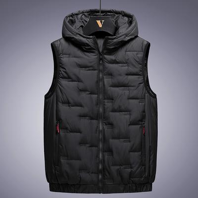 Vest for Men Fat Plus Size Down Cotton Vest Men's Autumn and Winter Hooded Tank Top Loose Size Fat Plus Warm Tank Shoulder Thick Coat
