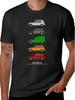 R Four "Quatrelle" Men's & Unisex Plus Size Black Geometric Car Print T-Shirt - Short-Sleeve Casual Crew Neck Sweatshirt
