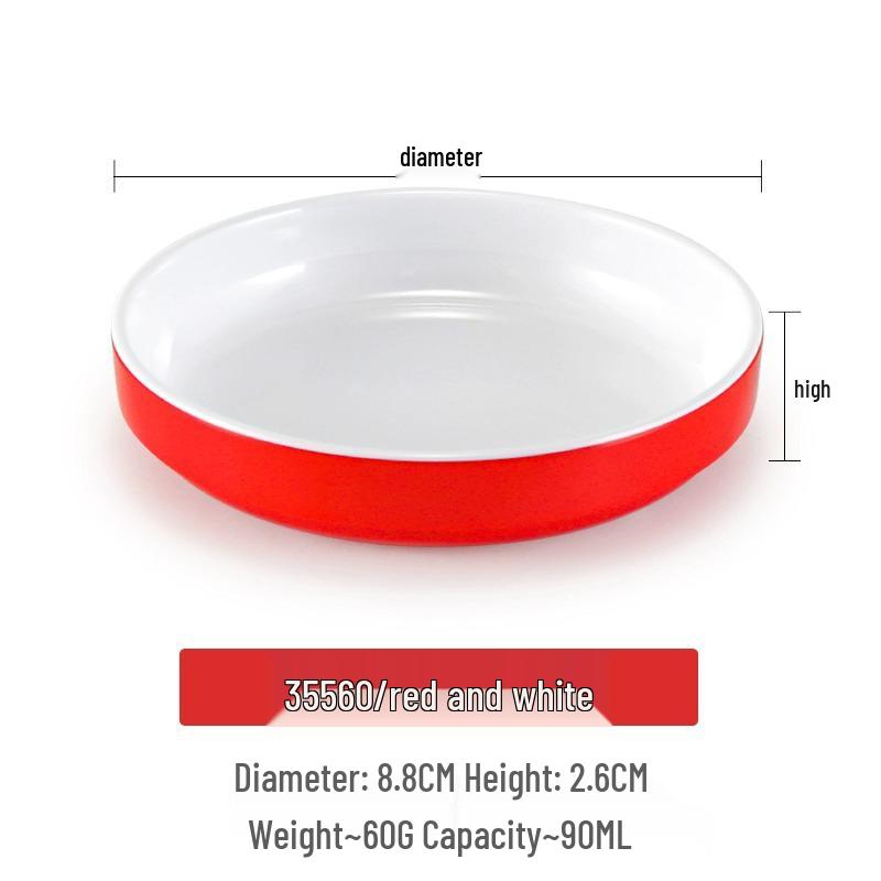 Small Melamine Bowl - Imitation Porcelain, Round Plastic Plate for Dipping Sauce or Snacks, Ideal for Commercial Use