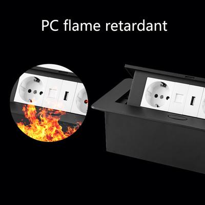 EU Standard Socket Black/Silver 2 Color Can Choose Aluminum Alloy Panel Hidden Type Table Socket 2 Outlet USB Desk