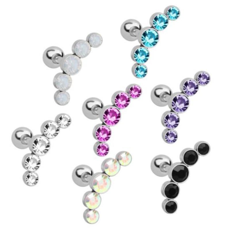 1 τμχ Γυναικεία Rhinestone Cartilage Helix Tragus Ear Stud Earring Piercing Jewelry