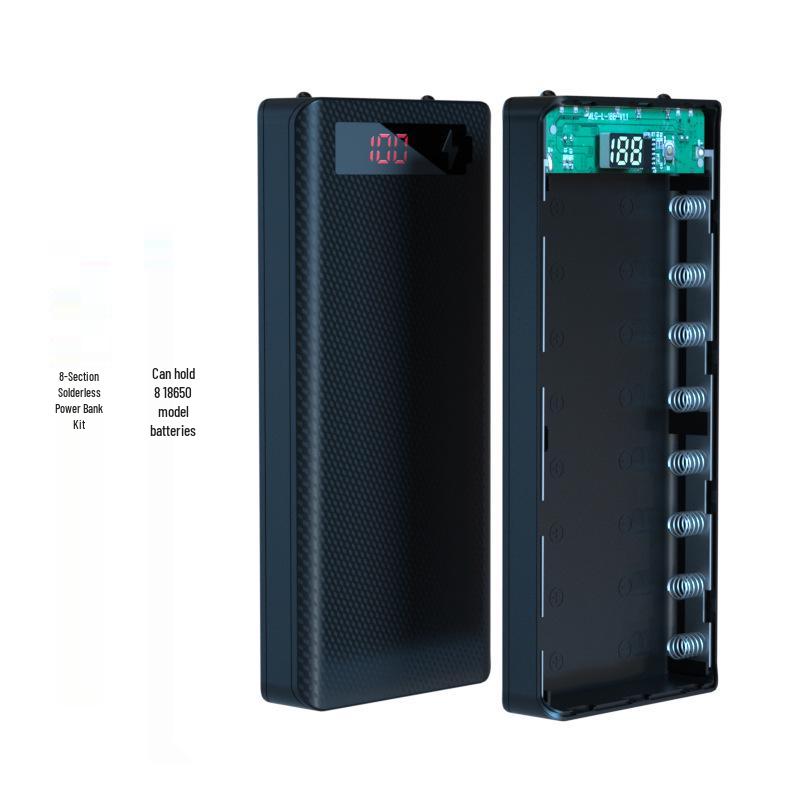 No-Weld 8-Section 18650 Battery Charger Case with Digital Display