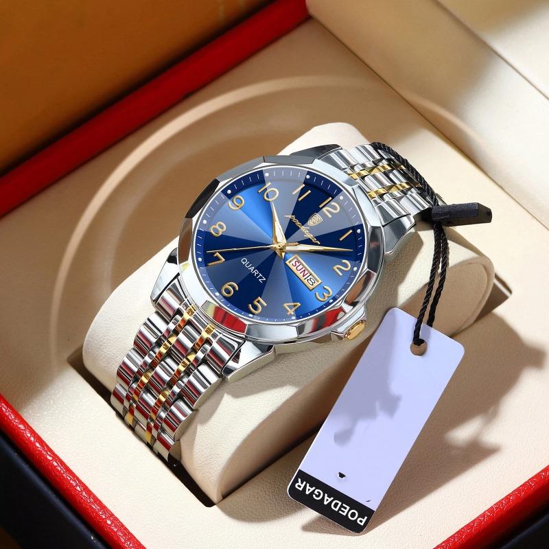Montre Homme Marque Top Mode Luxe Étanche Double Calendrier Nouvelle Quartz Lumineuse Montre-bracelet