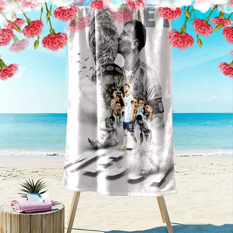 Messi Flame Print Beach Towel, Large Soft Quick Dry Towel for Beach Camping Swimming