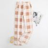 Women's Elastic Waist Plaid Fleece Pajama Pants Loose Fit Sleep Pants For Loungewear