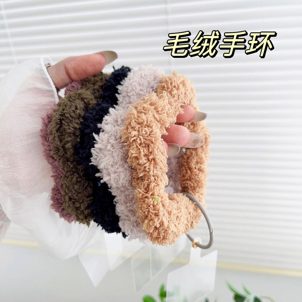 Japanese and Korean Plush Star Bracelet Wrist Strap Phone Case Keychain Autumn Winter Versatile with Spacer Hanging Buckle New Sweet Style
