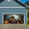 2D Banner 1 piece Spooky Halloween - Scary pumpkin and skeleton design with haunted house themed outdoor decorations