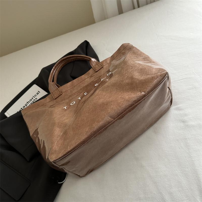 Letter Tote Bag Pvc Bag For Women Large Capacity Casual Daypack For School And Work